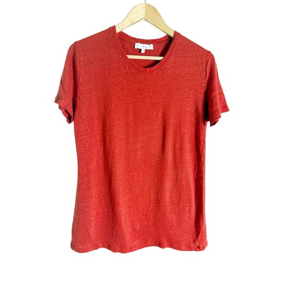 IRO Red 100% Linen Short Sleeve Crewneck Solid T-Shirt Men’s Size Large - Picture 4 of 9